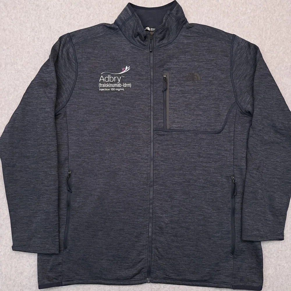 The North Face Skyline 1/2 Zip‎ Fleece Men's XL Blue Mock Neck Embroidered Adbry